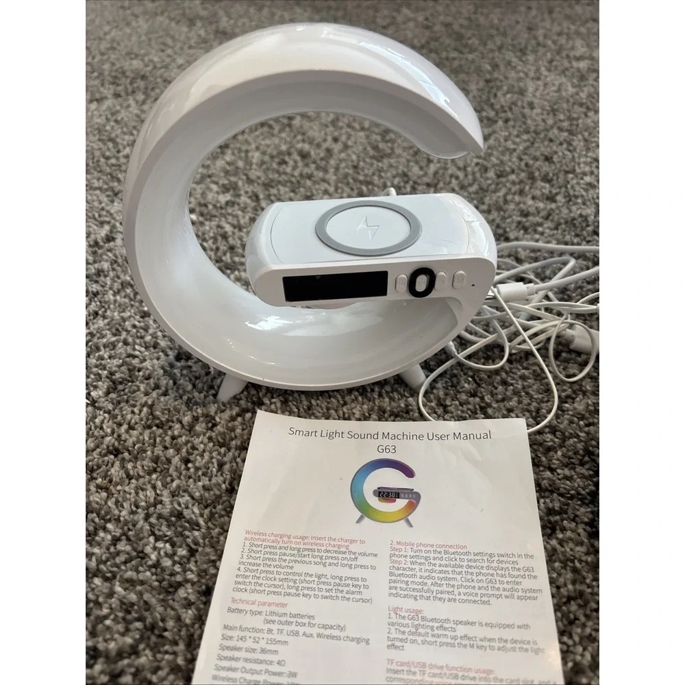 New G63 Intelligent Smart Light Sound Machine Digital Clock Alarm Bluetooth Lamp